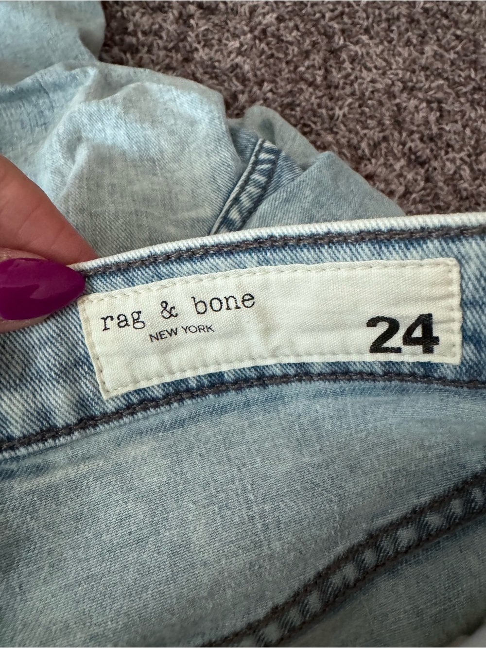 Rag & Bone Andi High-Rise Ankle Wide Leg Cecilia Light Blue Jeans 24 - Picture 6 of 14